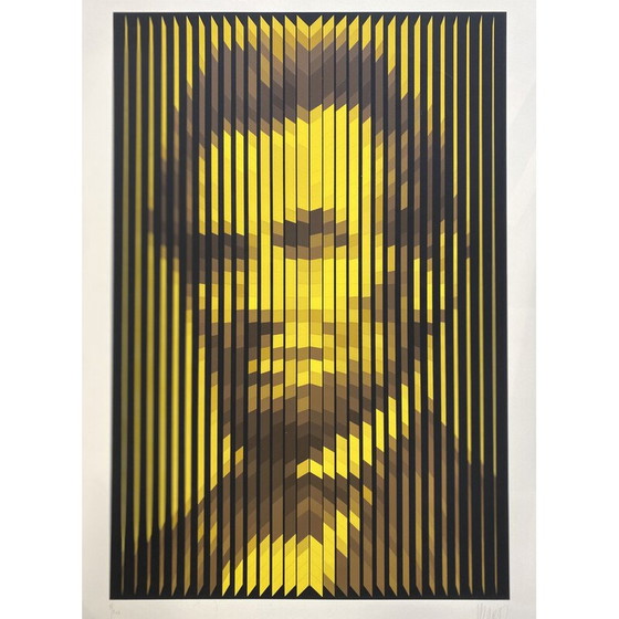 Image 1 of Vintage silkscreen "Abraham Lincoln" in color on wove paper by Yvaral, 1979