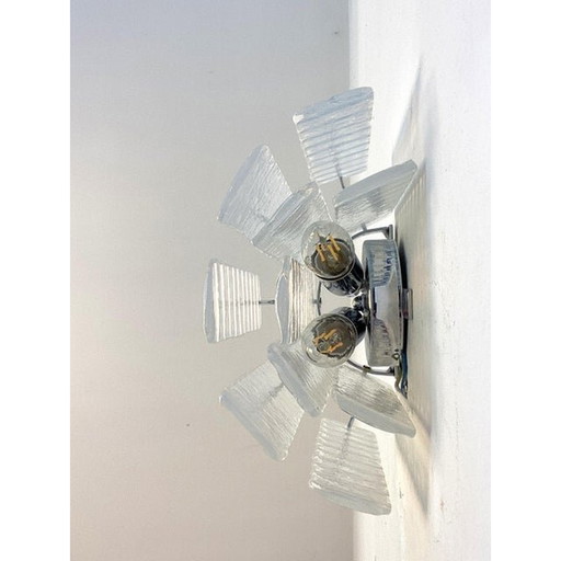 Set Of Two Contemporary Opalino Strips “Listelli” Murano Glass Wall Sconces