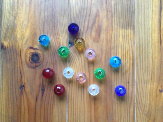 Image 1 of Lampada a sospensione di design con pendenti in vetro e palline colorate