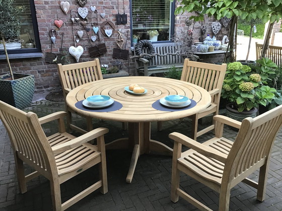 Image 1 of Teak Garden Set Garden Table Alexander Rose +4 Westminster Teak Garden Chairs