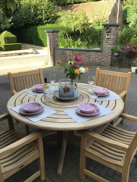 Image 1 of Teak Garden Set Garden Table Alexander Rose +4 Westminster Teak Garden Chairs