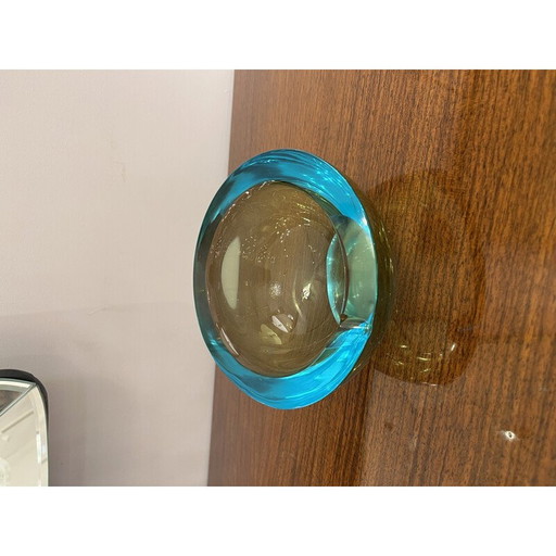 Vintage half-sphere pocket in green and blue Murano glass by Flavio Poli, 1960
