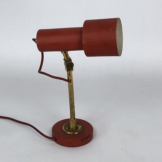 Image 1 of Lampada da tavolo vintage Stilnovo in ottone rosso, anni '50