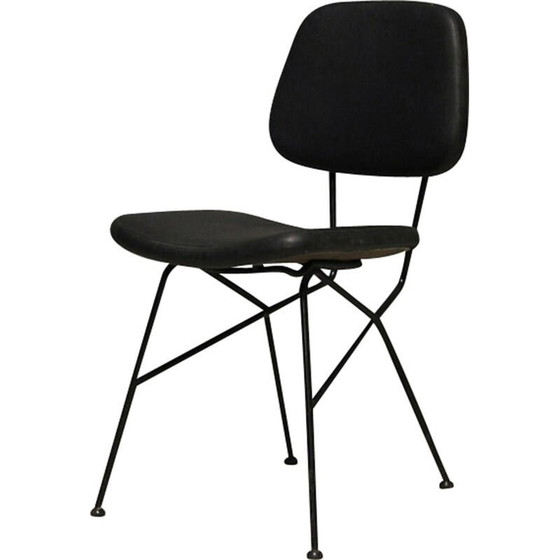 Image 1 of Black Cocorita  chair in leatherette and steel by Gastone Rinaldi for Velca - 1950s