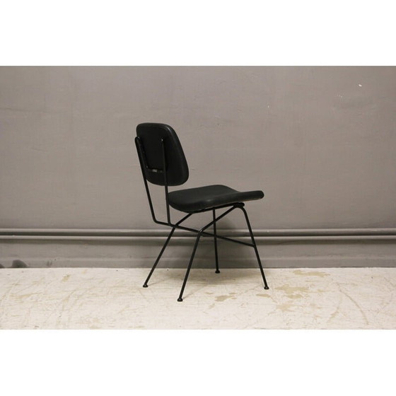 Image 1 of Black Cocorita  chair in leatherette and steel by Gastone Rinaldi for Velca - 1950s