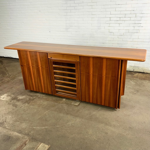 Italian Vintage Sideboard Cupboard With Walnut Wood