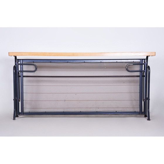 Image 1 of Vintage blue beechwood and tubular steel folding sofa, 1930s