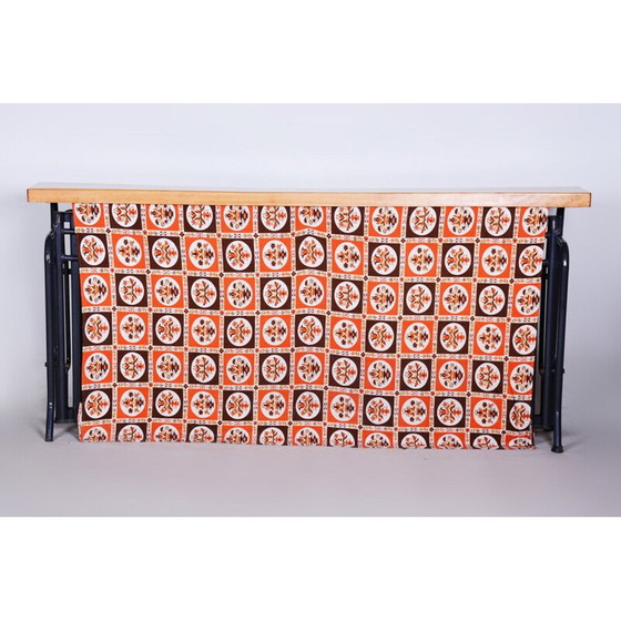 Image 1 of Vintage blue beechwood and tubular steel folding sofa, 1930s