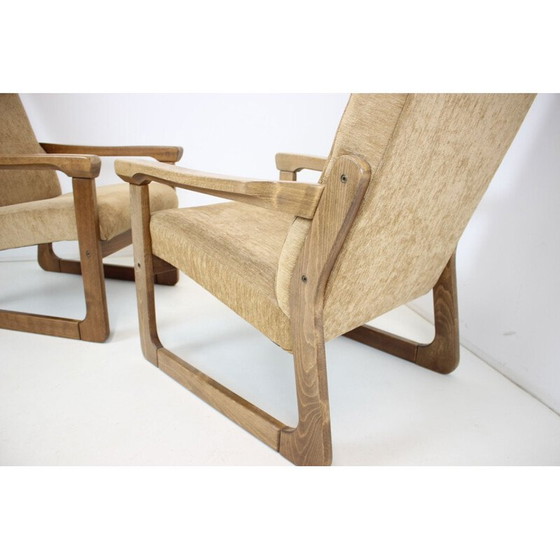 Image 1 of Pair of vintage armchairs in wood and tapestry, Czechoslovakia 1990