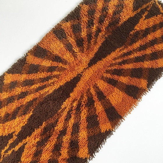 Image 1 of Scandinavian rug in orange and brown wool mix - 1970s