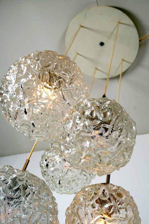 Large Mid-Century Frosted Glass Cascade Ceiling Lamp from Doria, 1960s