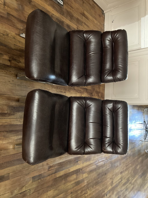 Pair Of Armchairs Attributed To Joe Colombo 60's 70's. In Very Fine Condition.