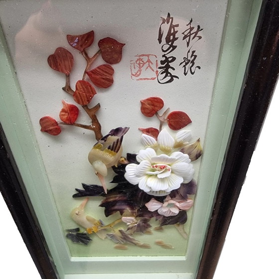 Image 1 of Vintage Chinese Painting With Mother of Pearl Mid 20th Century