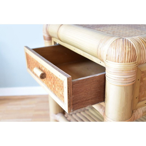 Image 1 of Comodino vintage in bambù con cassetto, anni '80