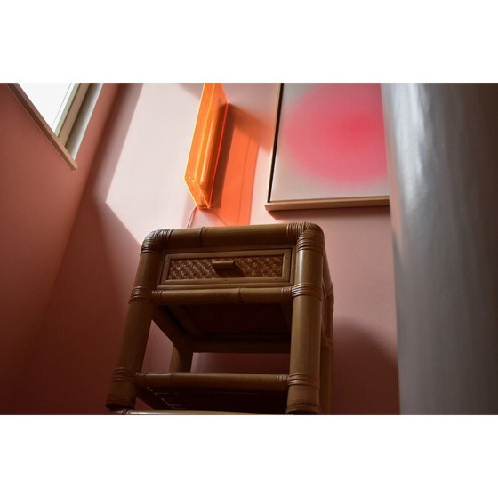 Image 1 of Comodino vintage in bambù con cassetto, anni '80