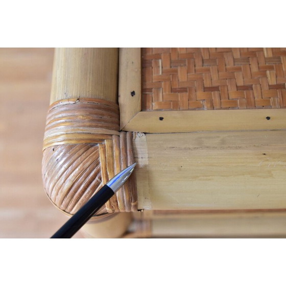 Image 1 of Comodino vintage in bambù con cassetto, anni '80