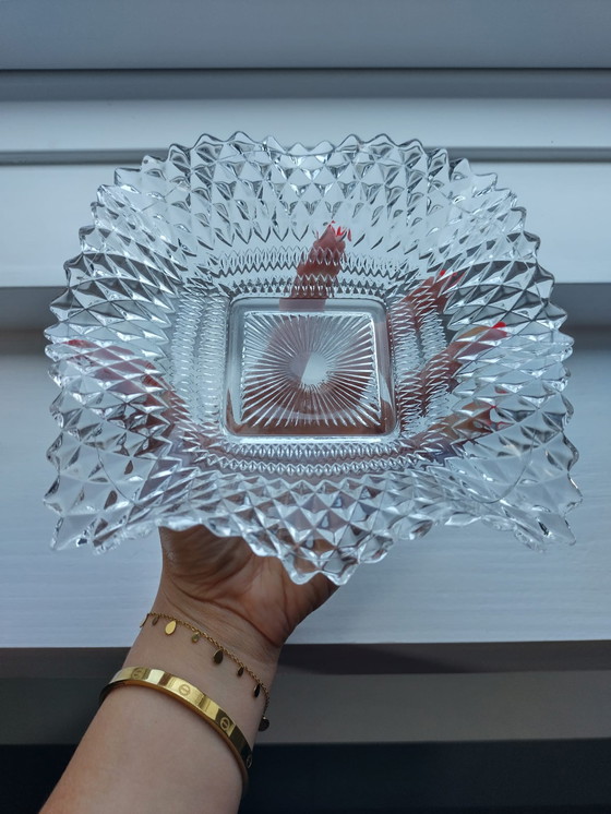 Image 1 of Plat vintage Diamond Point Glass