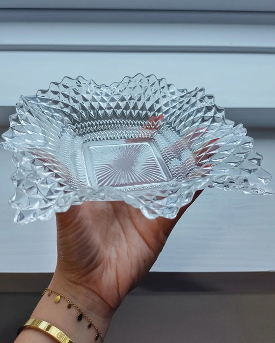 Image 1 of Plat vintage Diamond Point Glass