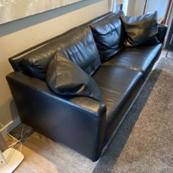 Image 1 of Montel 3 Seater Sofa Black Leather