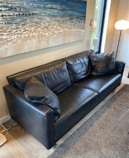 Montel 3 Seater Sofa Black Leather