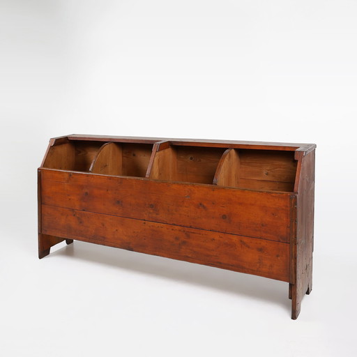 Antique 19Th Century Rustic French Trough Or Alternative Storage Unit In Pine Wood