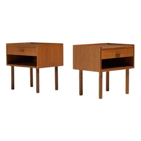 Image 1 of Pair of vintage teak model 430 bedside tables by Hans J. Wegner for Ry Møbler, Denmark 1950