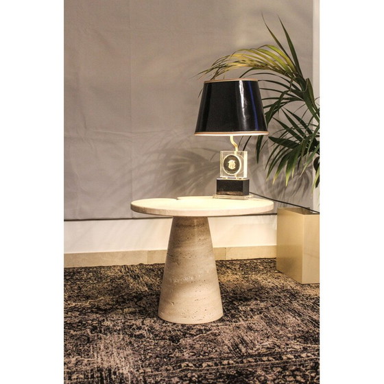 Image 1 of Vintage travertine coffee table by Angelo Mangiarotti, Italy 1970