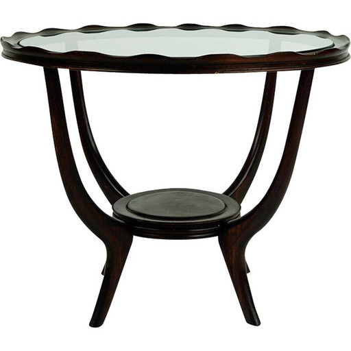 Italian mid-century circular glass top coffee table