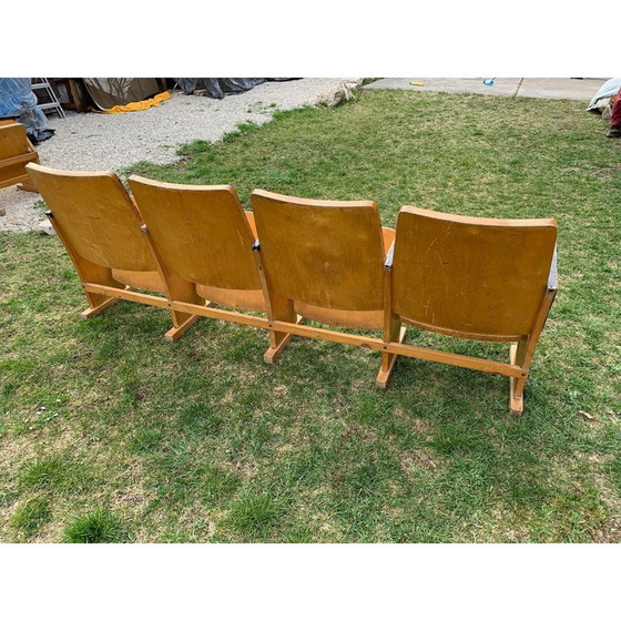 Image 1 of Vintage cinema bench with 4 seats, Hungary 1950