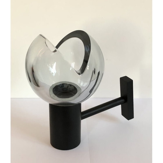 Image 1 of Lampada da parete vintage in vetro di Murano grigio di Flavio Poli, Italia, anni '60