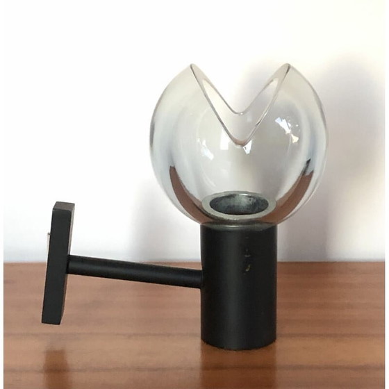 Image 1 of Lampada da parete vintage in vetro di Murano grigio di Flavio Poli, Italia, anni '60