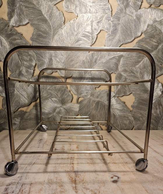 Image 1 of Chrome Record Rack 1970s