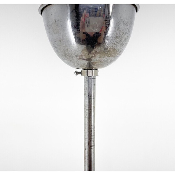 Image 1 of Vintage Art Deco chandelier in chrome and wood, Czechoslovakia 1930