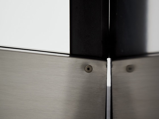 Image 1 of Luigi Saccardo for Arrmet Brushed Steel Black Glass Dining Table 1970s