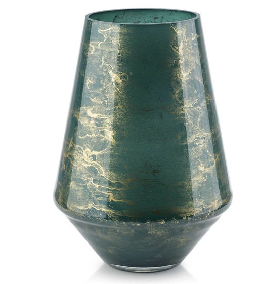 Vase - Verre Vert Soufflé À La Bouche