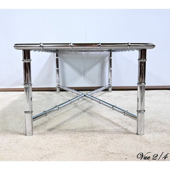 Image 1 of Vintage coffee table in chromed metal and glass, 1970