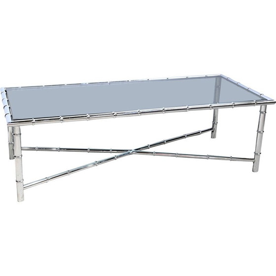 Image 1 of Vintage coffee table in chromed metal and glass, 1970