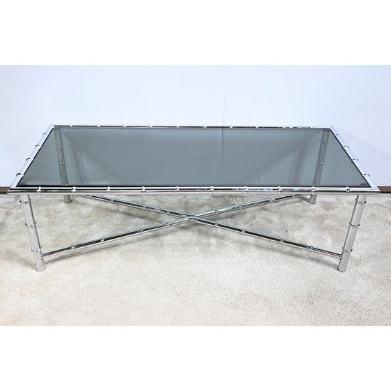 Image 1 of Vintage coffee table in chromed metal and glass, 1970