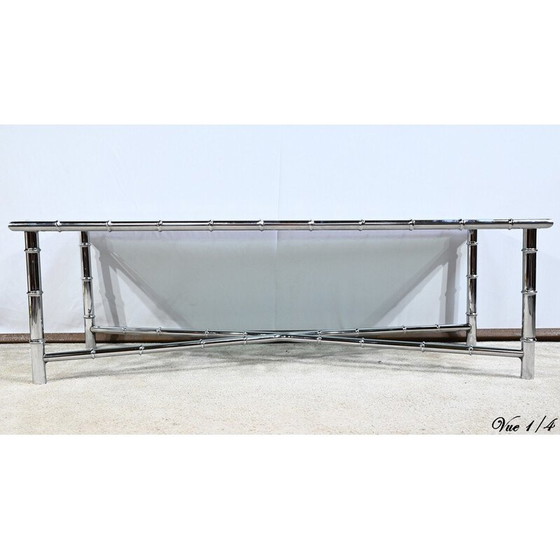 Image 1 of Vintage coffee table in chromed metal and glass, 1970