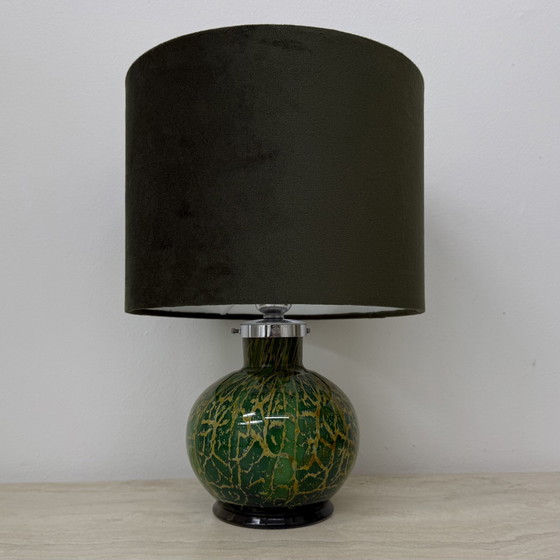 Image 1 of Wmf Ikora By Karl Wiedmann Green Glass Table Lamp , 1930'S