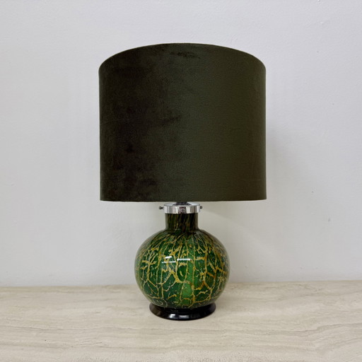 Wmf Ikora By Karl Wiedmann Green Glass Table Lamp , 1930'S