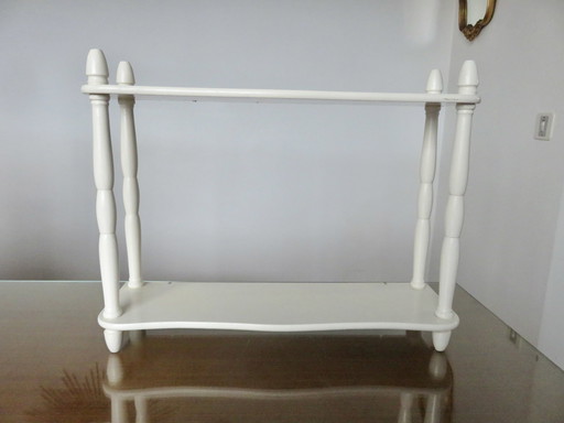 Antique Shelf, Turned Wood, White Lacquered