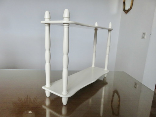 Antique Shelf, Turned Wood, White Lacquered