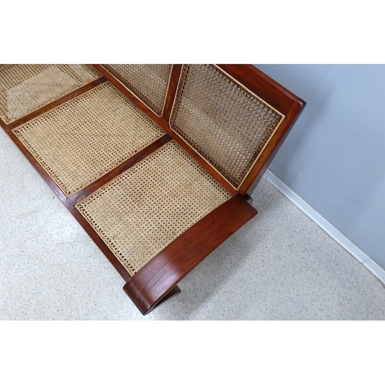 Image 1 of Mid century teak wood and Vienna straw living room set, 1950s