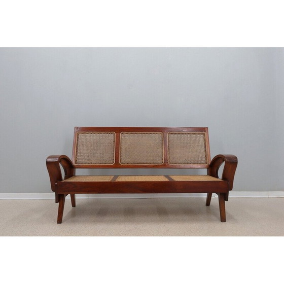 Image 1 of Mid century teak wood and Vienna straw living room set, 1950s