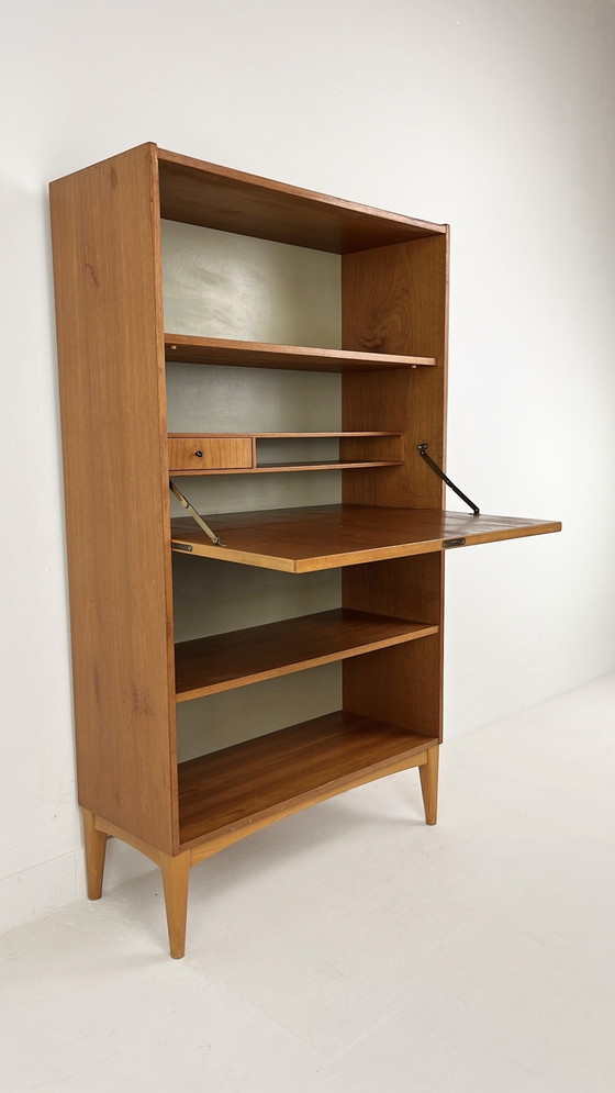 Image 1 of Swedish vintage secretaire bookcase desk