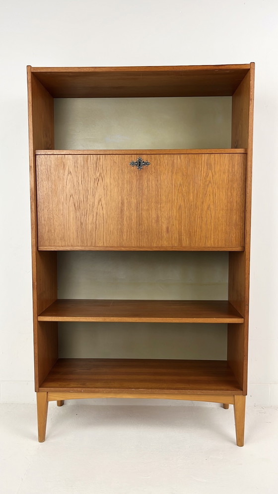 Image 1 of Swedish vintage secretaire bookcase desk