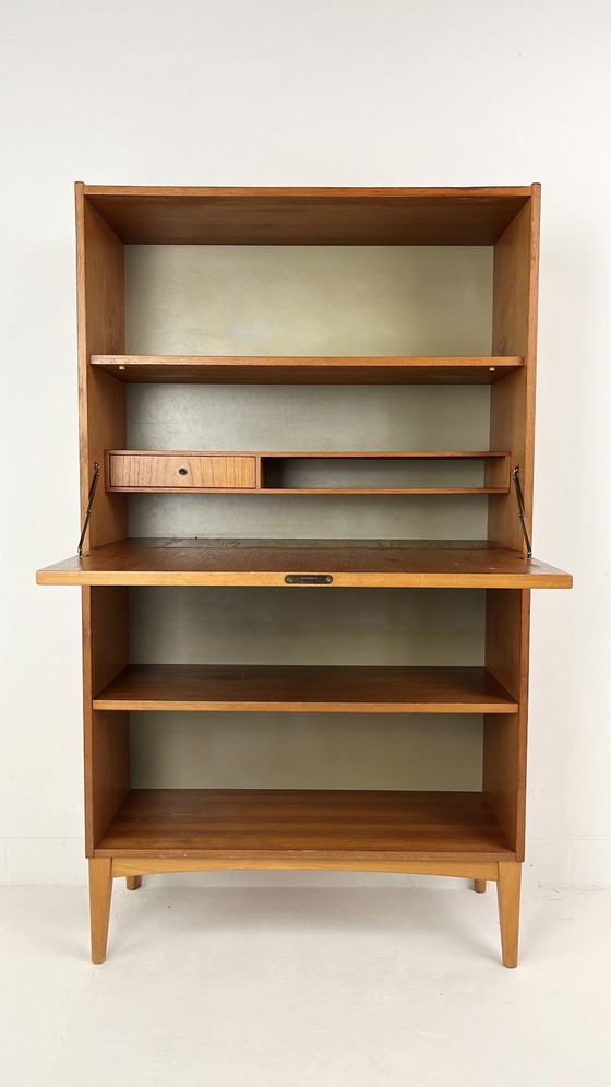 Image 1 of Swedish vintage secretaire bookcase desk