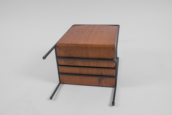 Image 1 of Portariviste vintage in compensato di teak e metallo