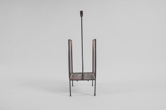 Image 1 of Portariviste vintage in compensato di teak e metallo